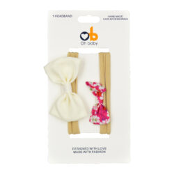 Headband (x2) – Beige/Fushsia