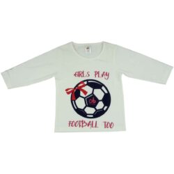 T-shirt Girls Football ML- White