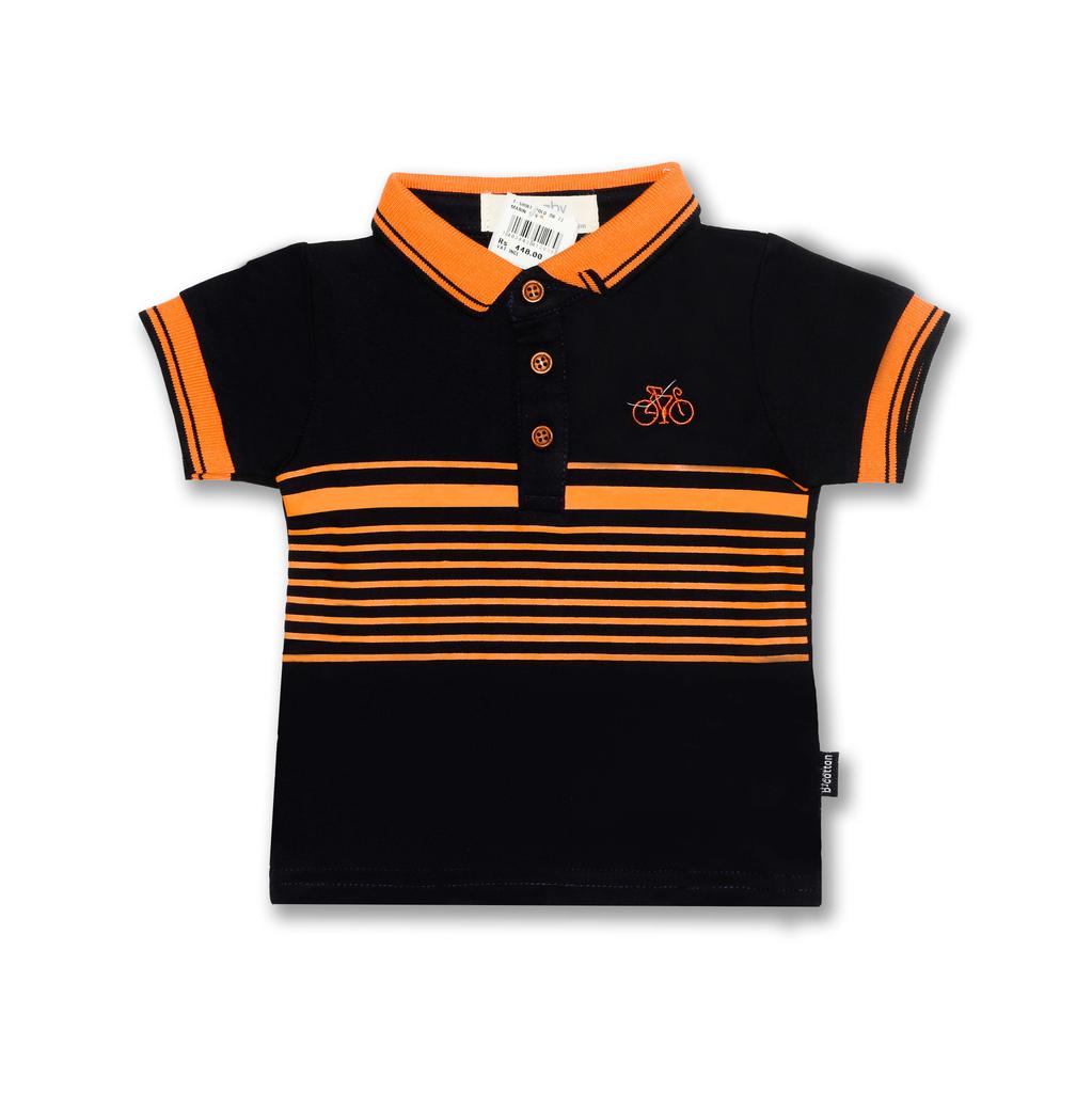 Polo Shirt  “Bicycle” – Navy/Orange