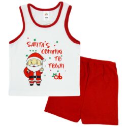 Vest & Short Set  “Santa To Town” – Blanc