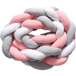 Baby Bumper Cushion- “Pink, white, Grey”