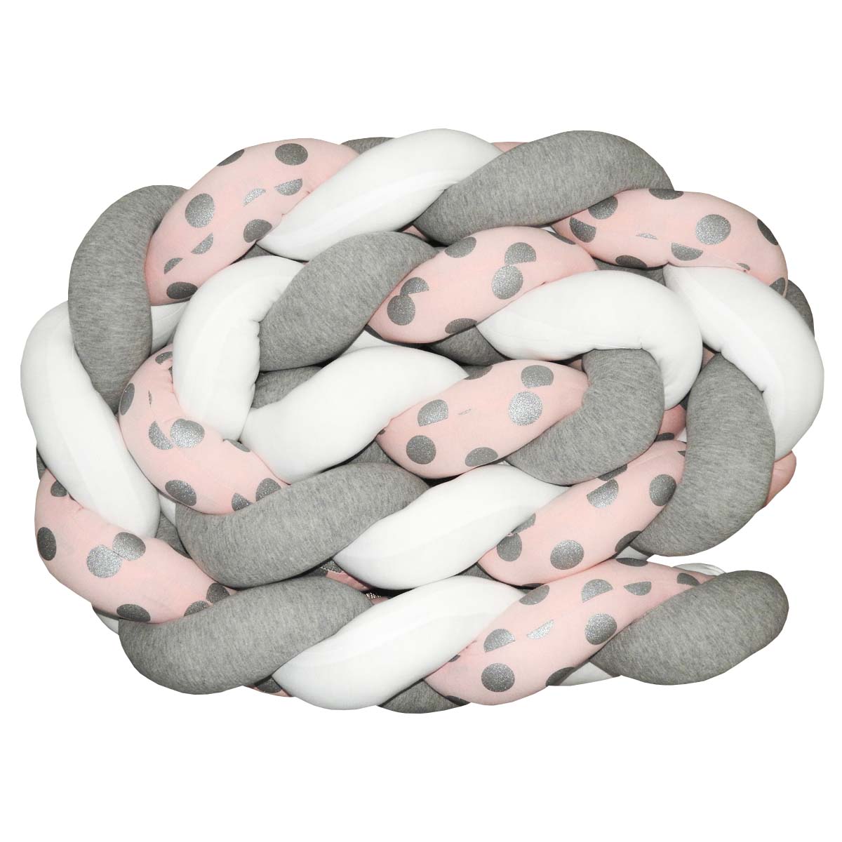 Baby Bumper Cushion – (Pink-white-grey) – Dot
