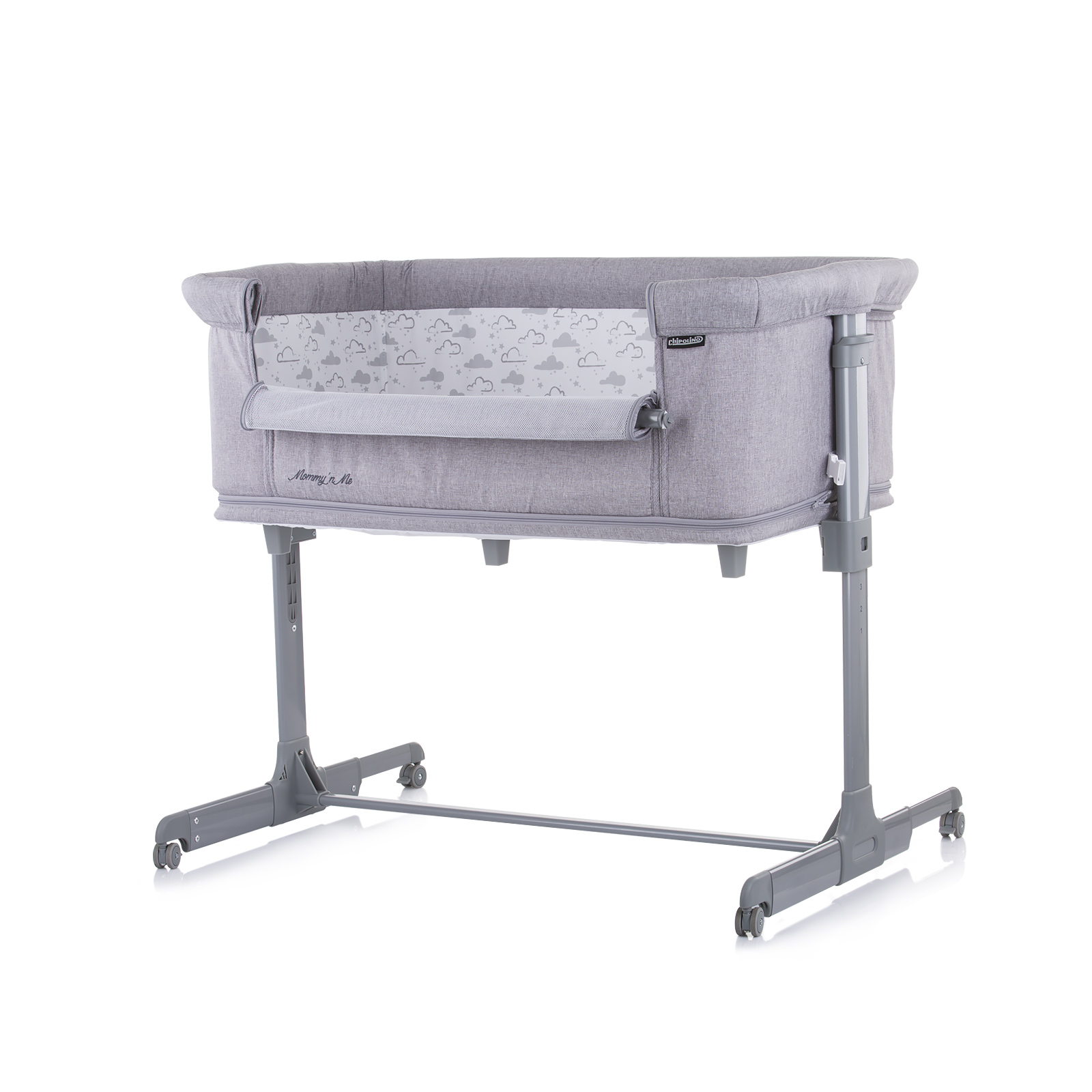 Co-Sleeping Crib “Mommy n Me” – Gray-Clouds