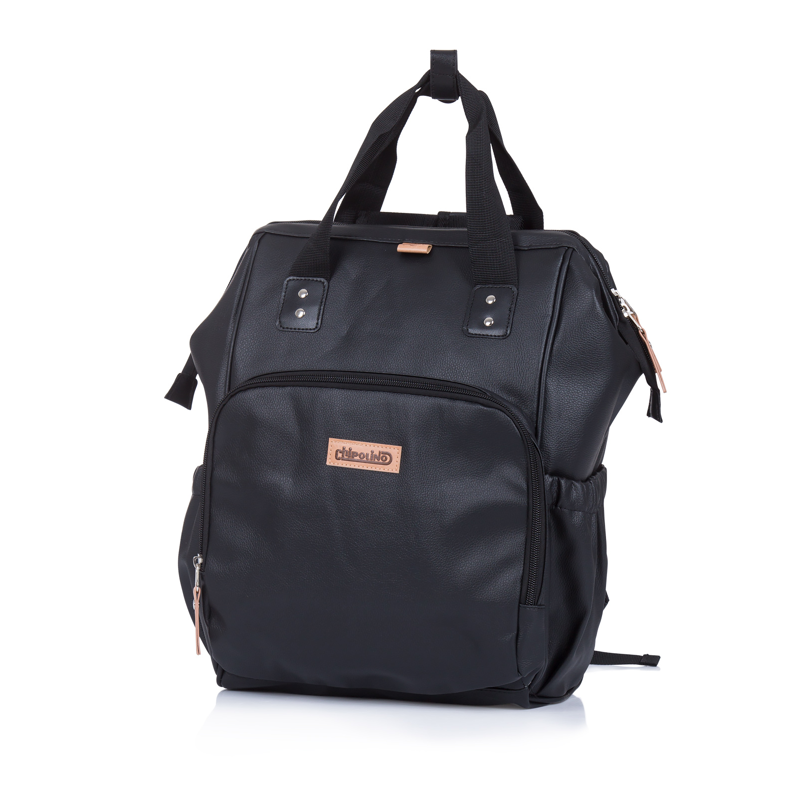 Backpack/ Diaper bag for stroller Black Leather
