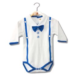 Bodysuit manche longue Col/Mimi – White/Blue