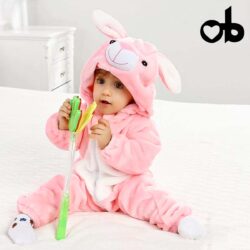 Pink Babygrow with cap – Rabbit