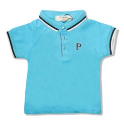 Polo Shirt “P” – Light Blue/White/Black