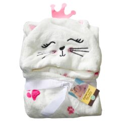 Blanket Hooded “Printed” – White/Rose