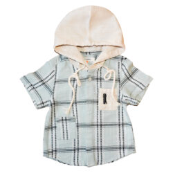 Short Sleeves Shirt “Checkered with cap” – Green & Ecru