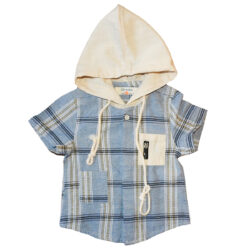 Short Sleeves Shirt “Checkered with cap” – Blue & Ecru