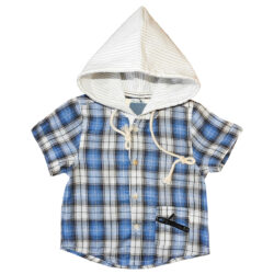 Short Sleeves Shirt “Checkered with cap” – Blue & White