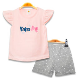 T- Shirt Set “Miss” – Pink & Grey