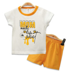 T- Shirt Set “Mom” – Ecru & Mustard