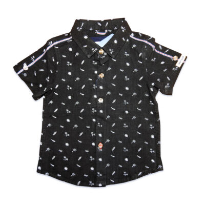 Short Sleeves Shirt Collar "Surf" - Black
