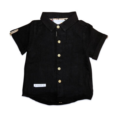 Short Sleeves Shirt Collar - Black