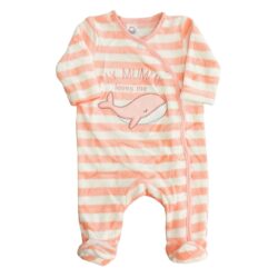 Babygrow Velour “Whale” – Salmon