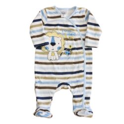 Babygrow Velour “Lion” – Navy & Brown