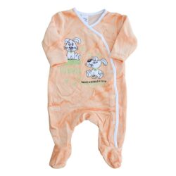 Babygrow Velour “Rabbit” – Salmon