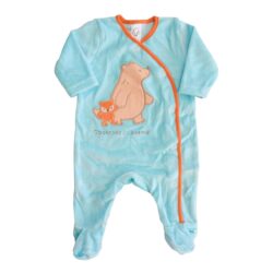 Babygrow Velour “Bear” – Blue & Orange