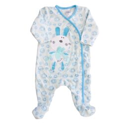 Babygrow Velour “Rabbit” – White & Blue