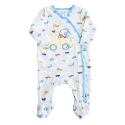 Babygrow Velour “Cars” – White & Blue