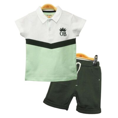 Ens T-Shirt Set "OB" - Green & White