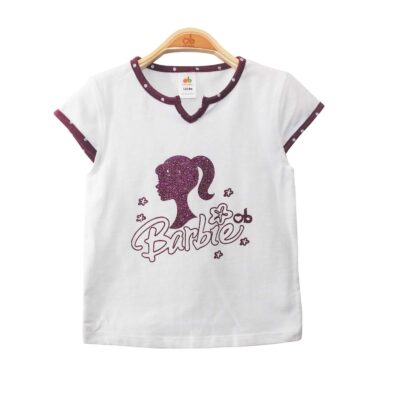 T-shirt & Short set "Barbie" - White & Purple - Image 3