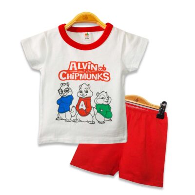 T- Shirt Set "Chipmunks" - White and Red