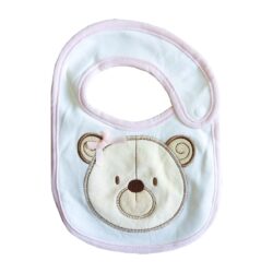 Bavoir Funky “Bear” – White & Pink