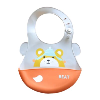 Bavoir Silicone "Beat" - Grey & Orange