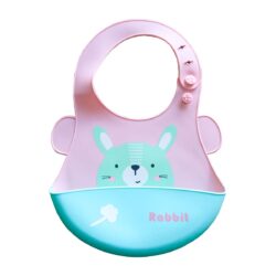 Bavoir Silicone “Rabbit” – Pink & Turquoise