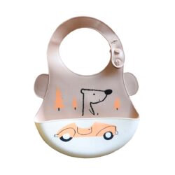 Bavoir Silicone “Car” – Brown & Creme