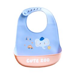 Bavoir Silicone “Cute Zoo” – Blue & Pink