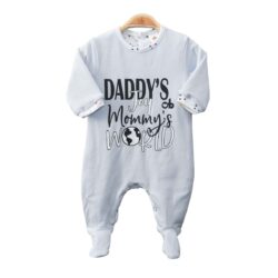 Babygrow 2 ways “Daddy’s Joy & Mommy’s World” – Light Blue