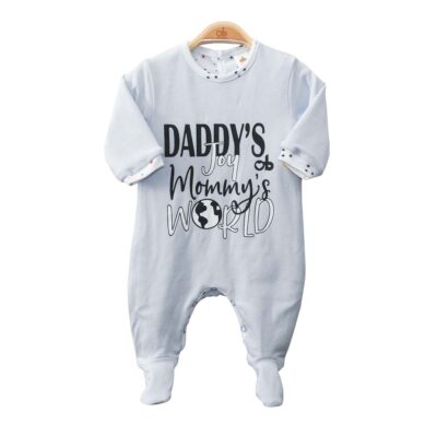 Babygrow 2 ways "Daddy's Joy & Mommy's World" – Light Blue