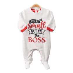Babygrow 2 ways “I’m The Boss” – White & Red