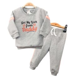Jogger Set “Got my look from Daddy” – Grey & Orange