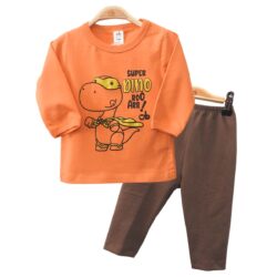 T-shirt Set “Super Dino” – Orange & Brown