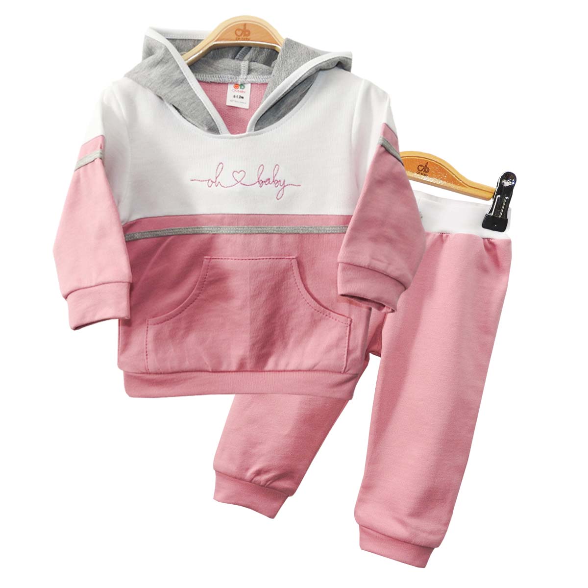 Jogger Set "oh baby" - White & Pink