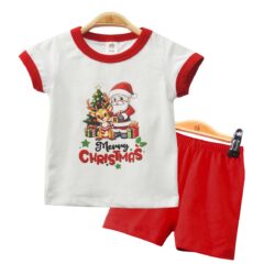 T- Shirt Set “Merry Christmas” – White & Red