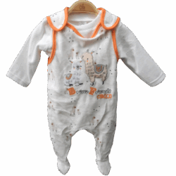 Babygrow Velour set “Lama” – White and Orange