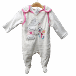 Babygrow Velour set “little Rabbit” – White and Pink