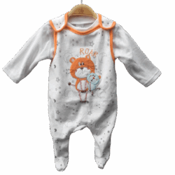 Babygrow Velour set “little Cats” – White and Orange
