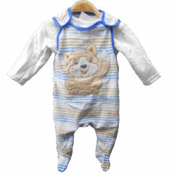 Babygrow Velour set “little Fox” – White and Blue