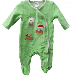 Babygrow Velour “Car” – Light Green