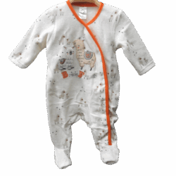 Babygrow Velour “Lama” – White and Orange