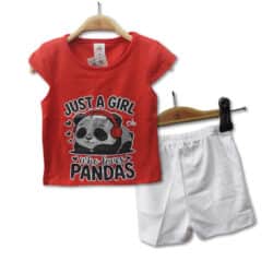 T-shirt set “Panda” – Red