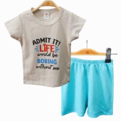 T-shirt set “Admit It” – Turquoise and Light Beige